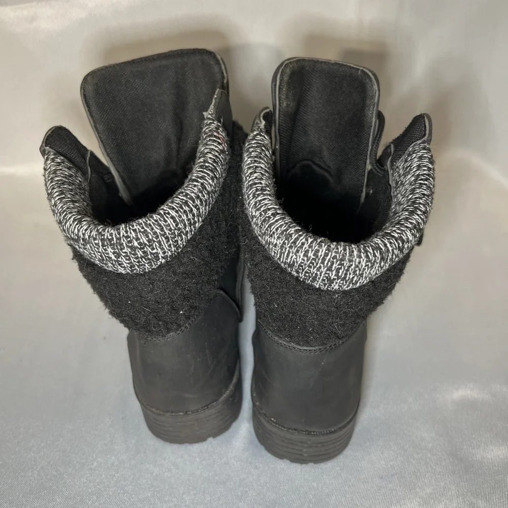 CHARLES ALBERT LADIES BLACK CREW ANKLE SUEDE CUFF  BOOTS SIZE 8 MEDIUM‎